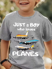 Tricou Copii Baieti cu Model Avion Just a Boy Who Love Planes