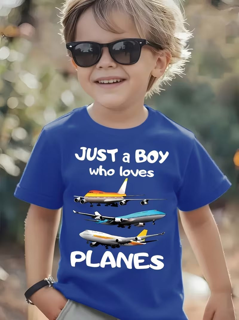 Tricou Copii Baieti cu Model Avion Just a Boy Who Love Planes