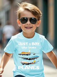 Tricou Copii Baieti cu Model Avion Just a Boy Who Love Planes