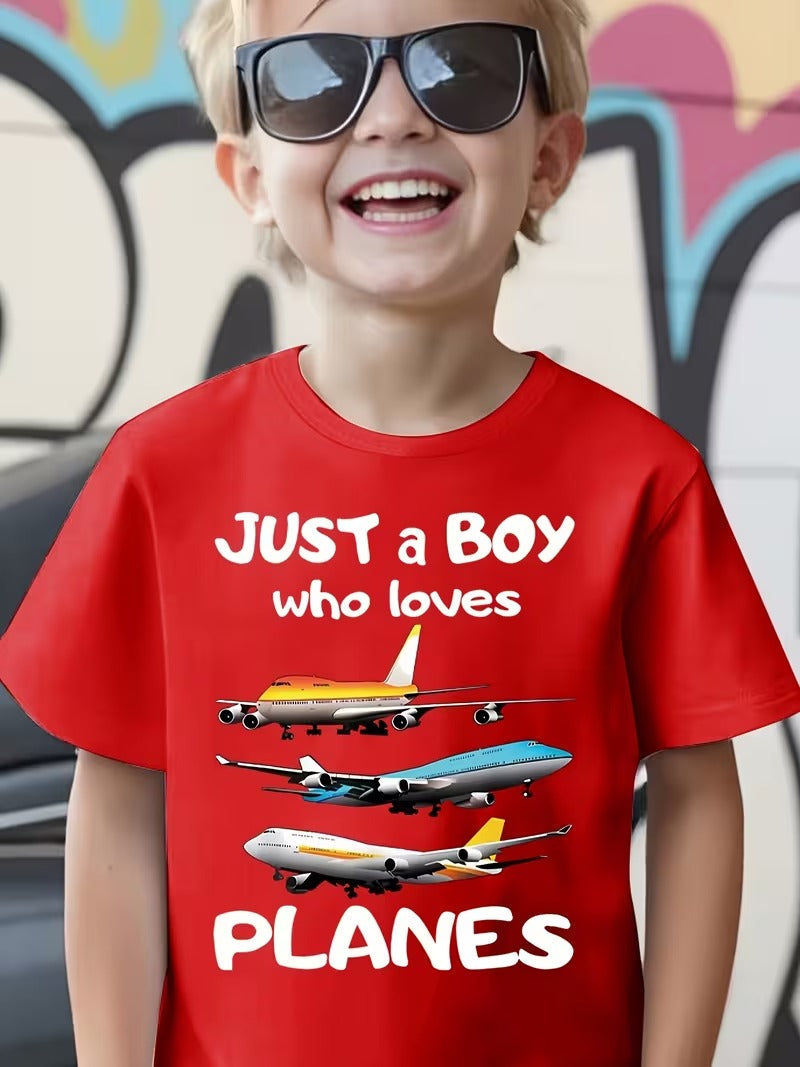 Tricou Copii Baieti cu Model Avion Just a Boy Who Love Planes