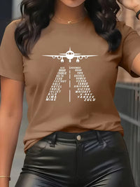 Tricou Dama cu Print Aviatic Y2K Pilot Lettering