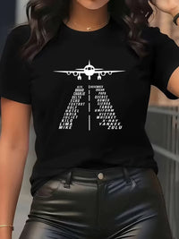 Tricou Dama cu Print Aviatic Y2K Pilot Lettering