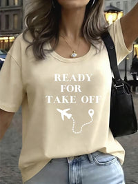 Tricou Dama cu Tema Aviatie Imprimeu Ready for Take Off
