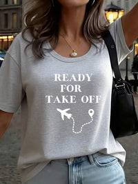 Tricou Dama cu Tema Aviatie Imprimeu Ready for Take Off