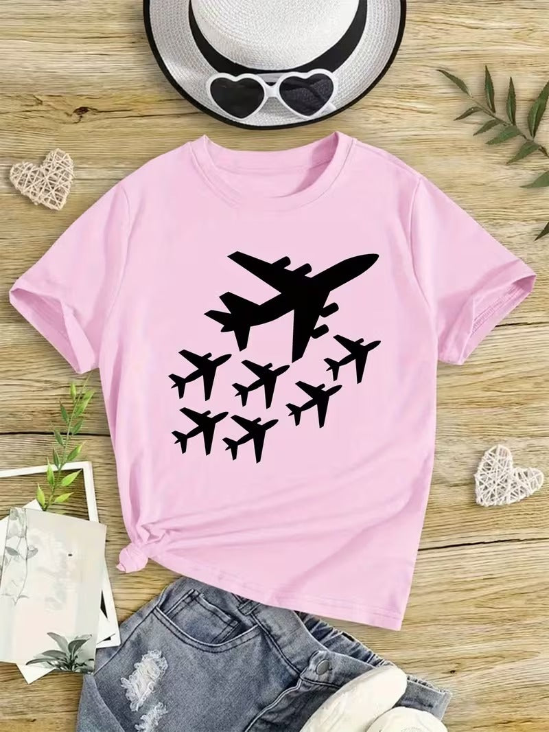 Tricou Fete Casual cu Imprimeu Avioane Aircraft Group