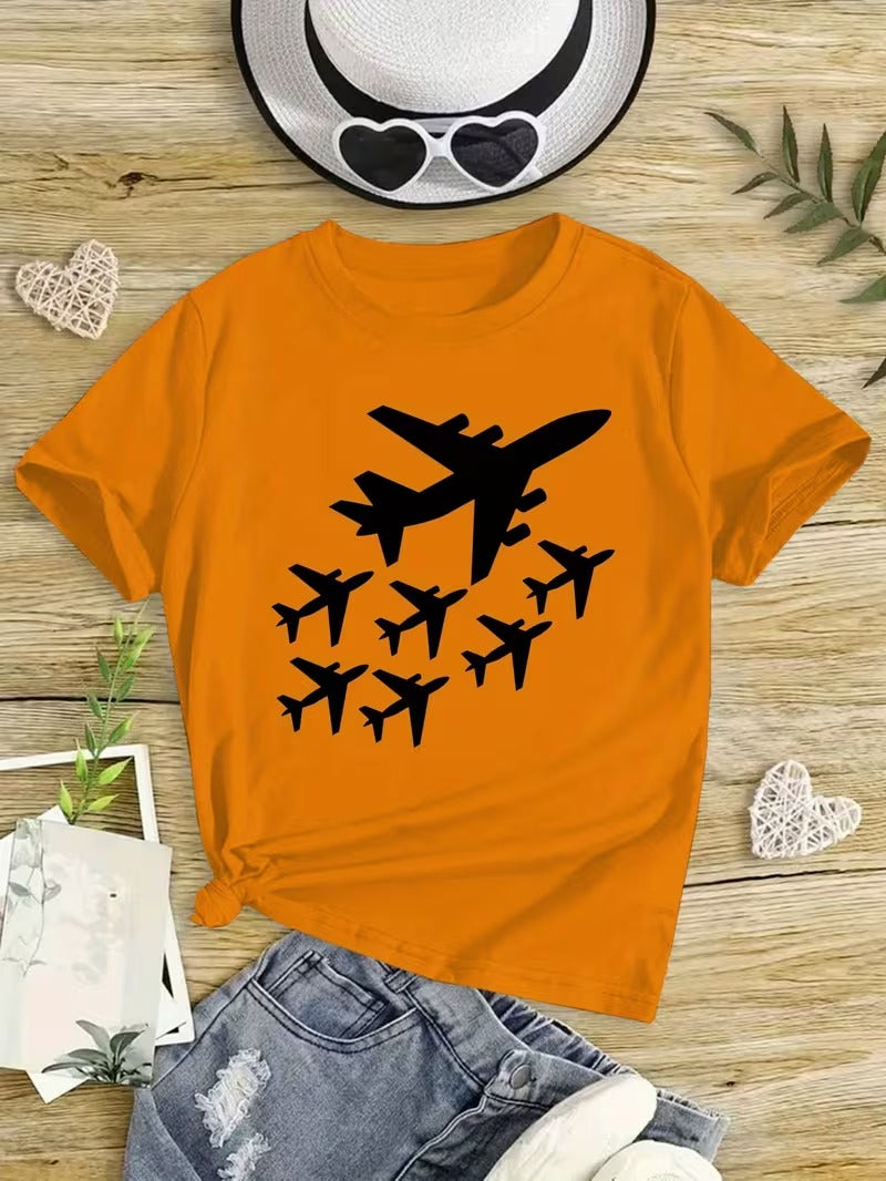 Tricou Fete Casual cu Imprimeu Avioane Aircraft Group