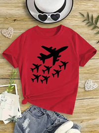 Tricou Fete Casual cu Imprimeu Avioane Aircraft Group