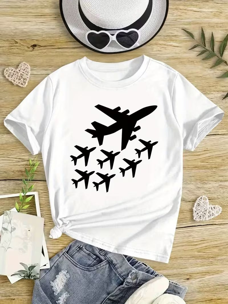 Tricou Fete Casual cu Imprimeu Avioane Aircraft Group